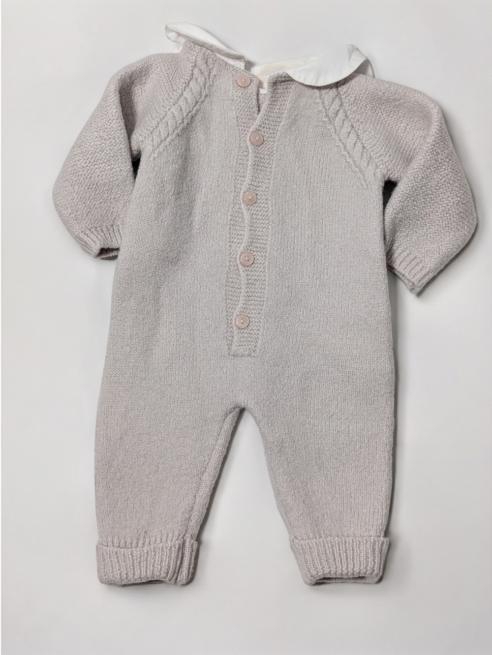 La Coqueta 0M Merino Wool Knit Romper | Luxury Neutral Classic - Picture 4 of 5